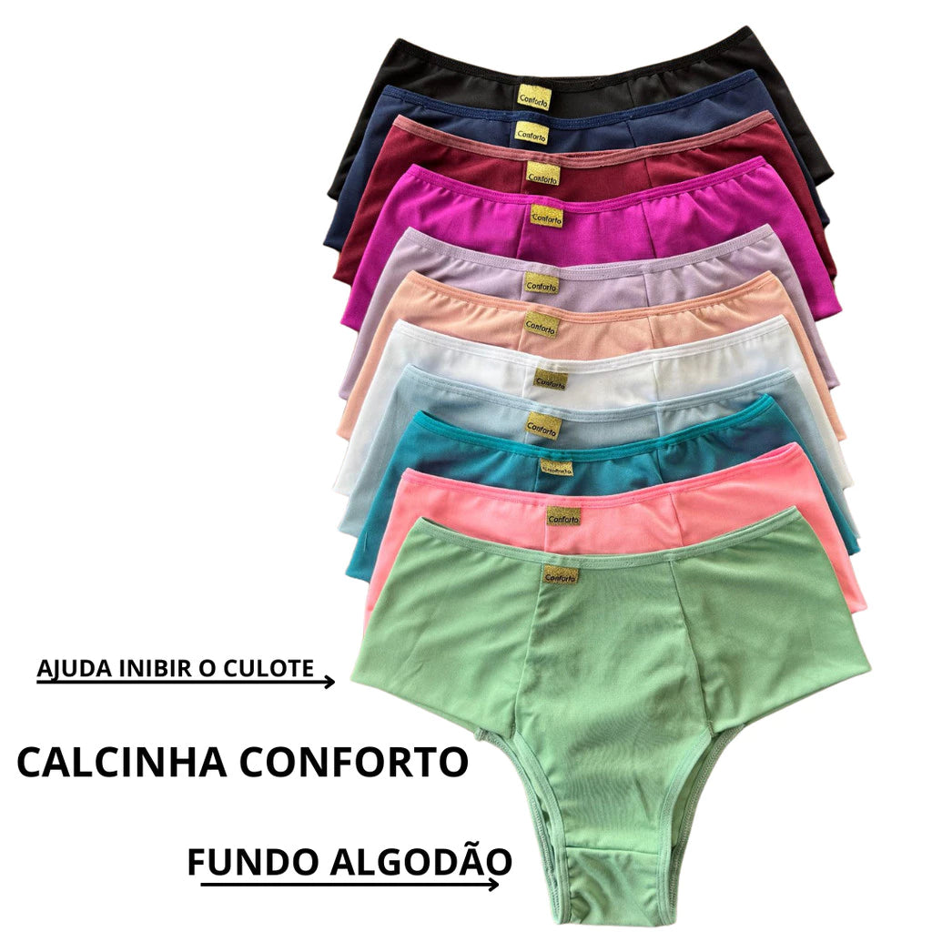 Kit 5 Calcinhas Cintura Alta em Microfibra – Redutora & Conforto